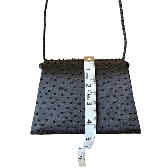 Vintage Sasha Black Beaded Crossbody Carry Evening Bag - Picture 6 of 10